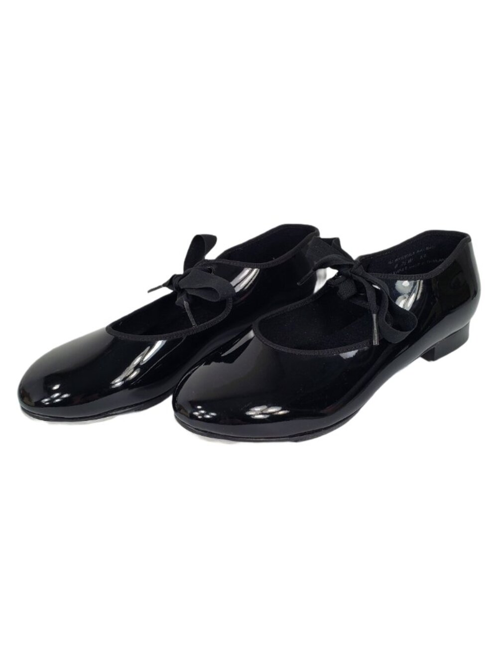 Capezio Jr Tyette Tele Tone Tap Shoes Black Patent Leather Girls Size 8.5W